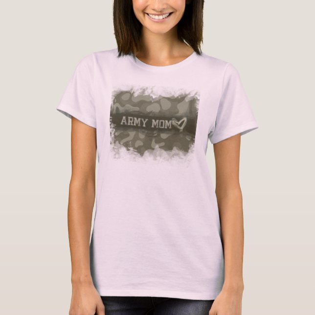 Camouflage Army Mom Heart of Love T-Shirt (Front)