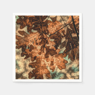 camouflage Autumn Leaves Orange Fall Foliage Paper Napkins