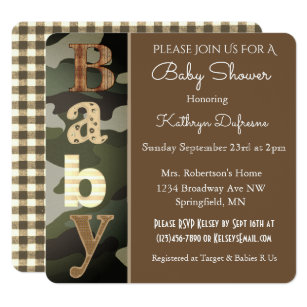 Military Baby Shower Invitations Zazzle Camouflage Baby Shower Invitation