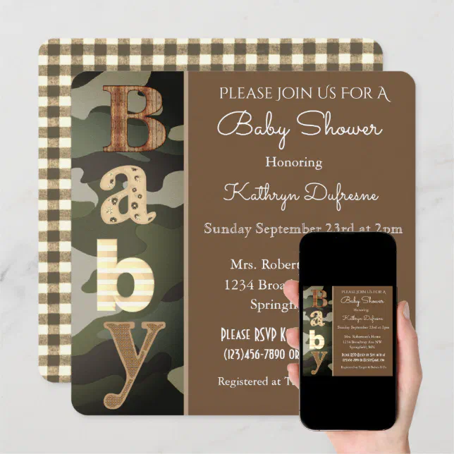 Camouflage Baby Shower Invitation Zazzle