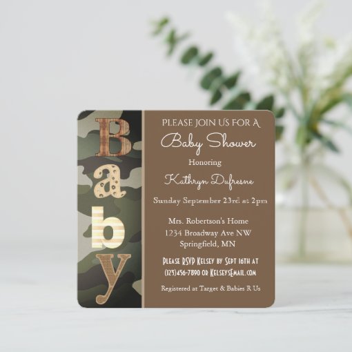 Camouflage Baby Shower Invitation Zazzle