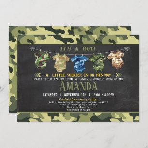 Camouflage baby shower invite