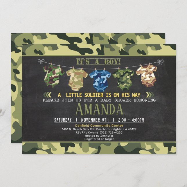 Camouflage baby shower invite (Front/Back)