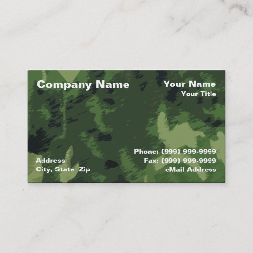 Customizable Camouflage Background Business Card Templates