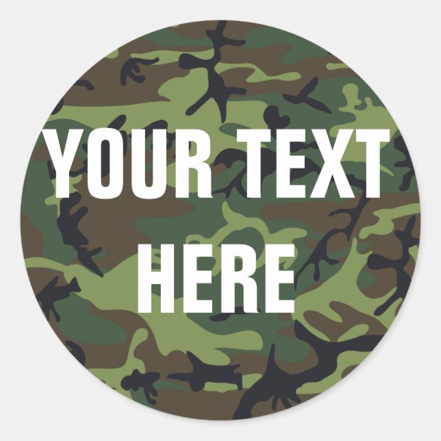 Camouflage Background for Custom Text Classic Round Sticker (Front)