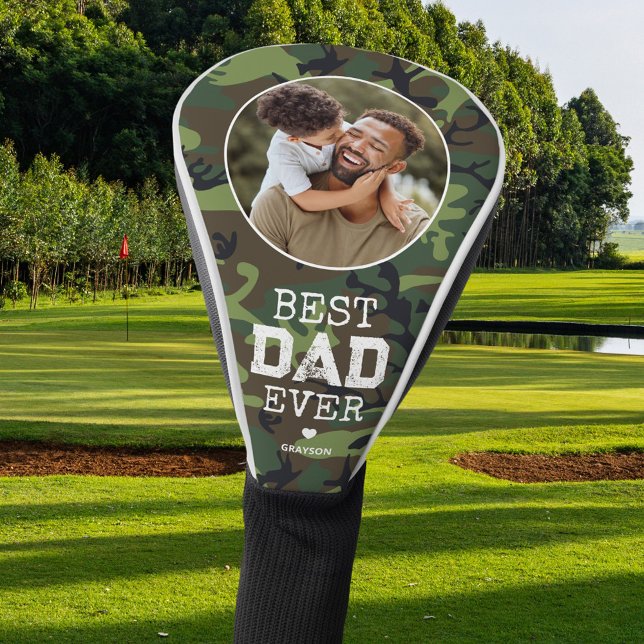 Camouflage Best Dad Ever Photo Golf Head Cover (Creator Uploaded)