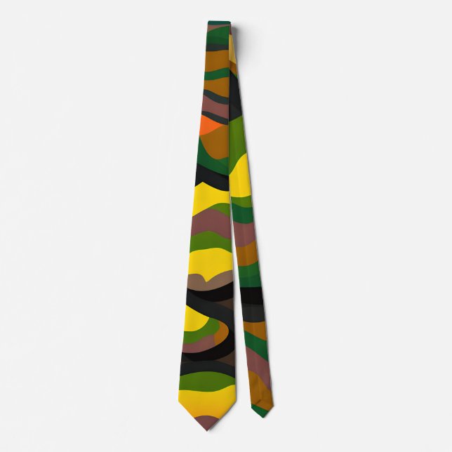 Camouflage big stones Rainbow Pattern Neck Tie (Front)