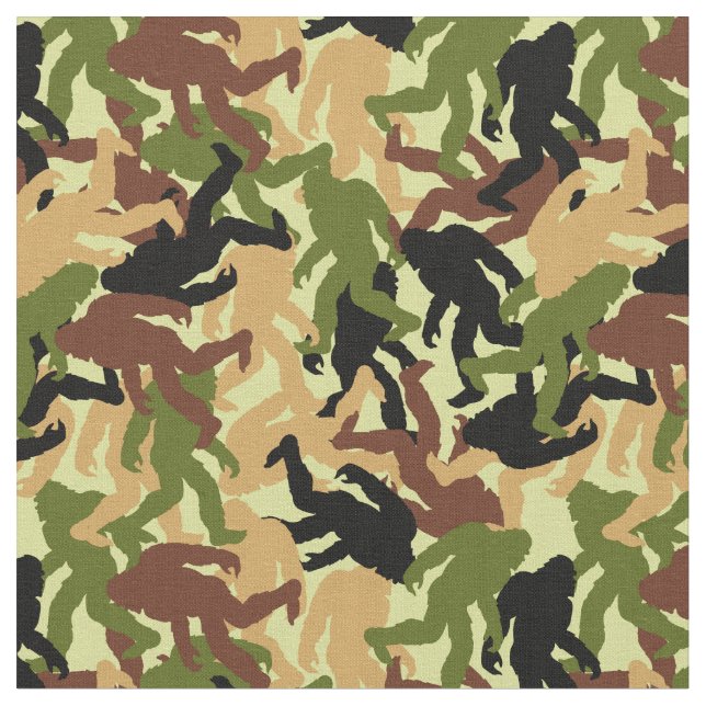Camouflage Bigfoot Sasquatch Camo Pattern Fabric (Close Up)