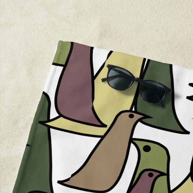 Camouflage Birds  Beach Towel (In Situ)