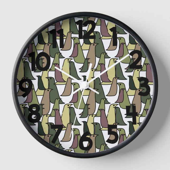 Camouflage Birds Clock (Front)