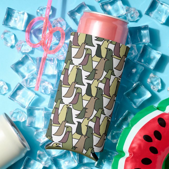 Camouflage Birds  Seltzer Can Cooler (In Situ Summer)