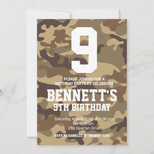 Camouflage Birthday Invite - Personalized