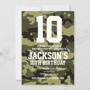 Camouflage Birthday Invite - Personalized