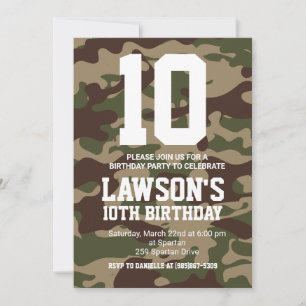 Camouflage Birthday Invite - Personalized