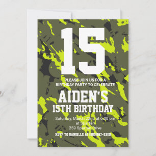 Camouflage Birthday Invite-Personalized Invitation