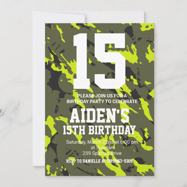 Camouflage Birthday Invite-Personalized Invitation (Front)