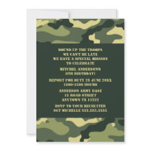 Camouflage Birthday Party Invite - Realistic camo