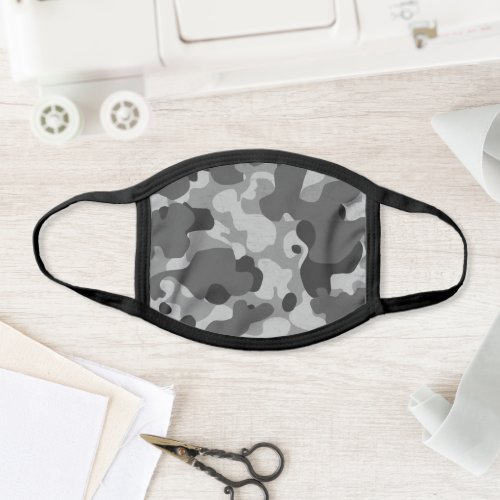 Camouflage Black and Gray Military Camo Pattern Face Mask