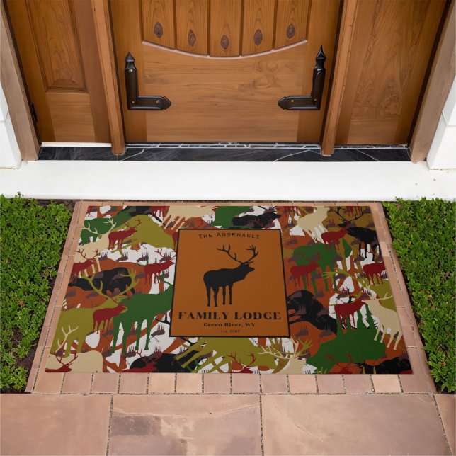 Camouflage Black Brown Green Personalized Doormat (Outdoor)