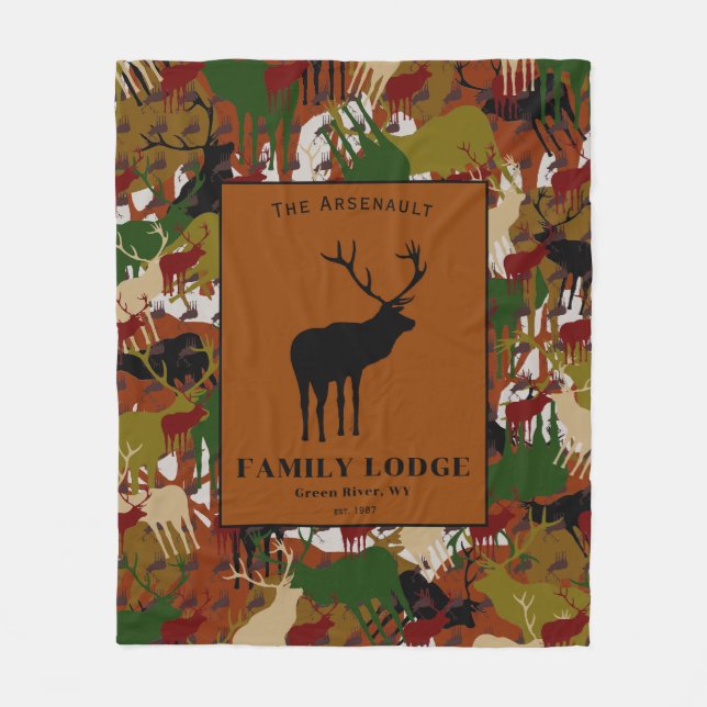 Camouflage Black Brown Green Personalized Fleece Blanket (Front)