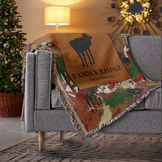 Camouflage Black Brown Green Personalized Throw Blanket (Creator Uploaded)