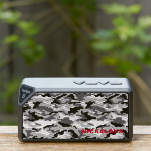 Camouflage Black White Gray Personalized Bluetooth Speaker