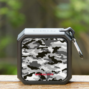 Camouflage Black White Gray Personalized Bluetooth Speaker