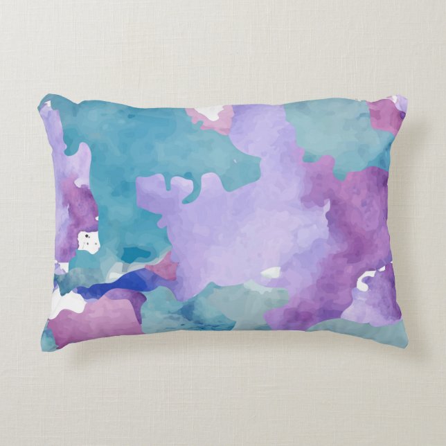 Camouflage Blue Abstract Pattern Accent Pillow (Front)