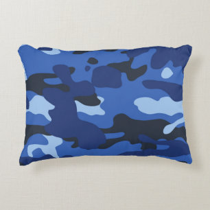 Camouflage Blue Camo Army Pattern Accent Pillow