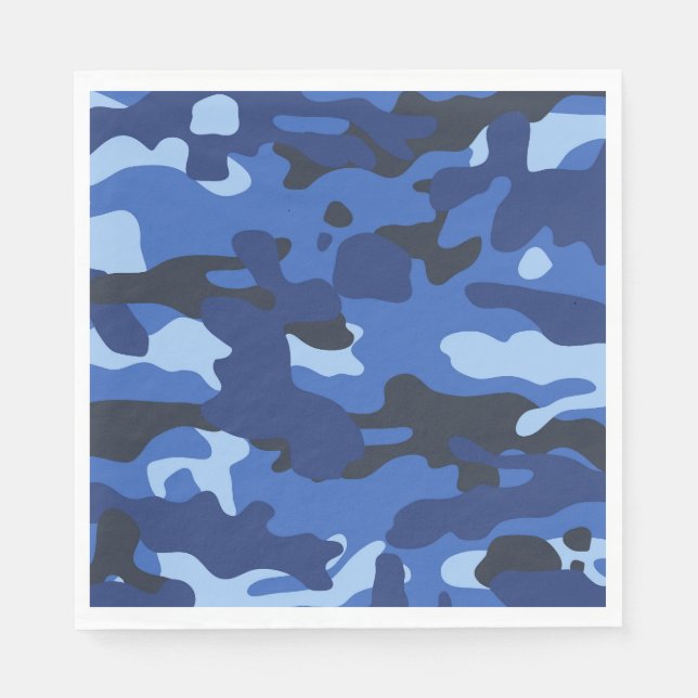 Camouflage Blue Camo Army Pattern Napkins (Front)