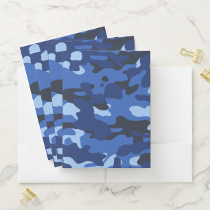 Camouflage Blue Camo Army Pattern   Pocket Folder