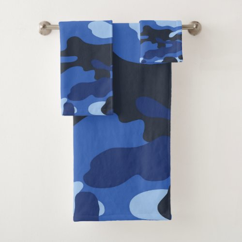 Camouflage Blue Camo Pattern Bath Towel Set