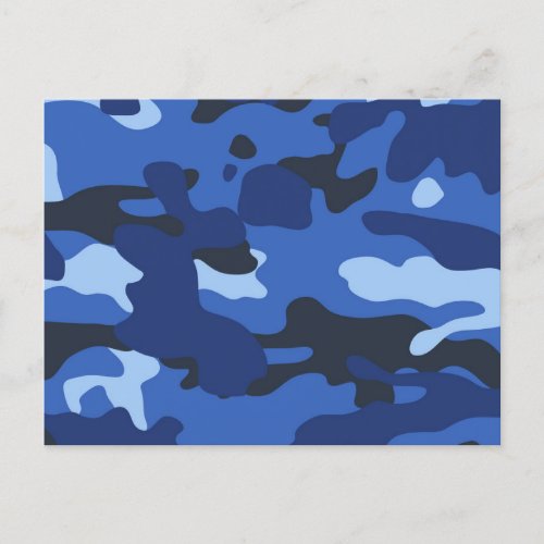 Camouflage Blue Camo Pattern Holiday Postcard