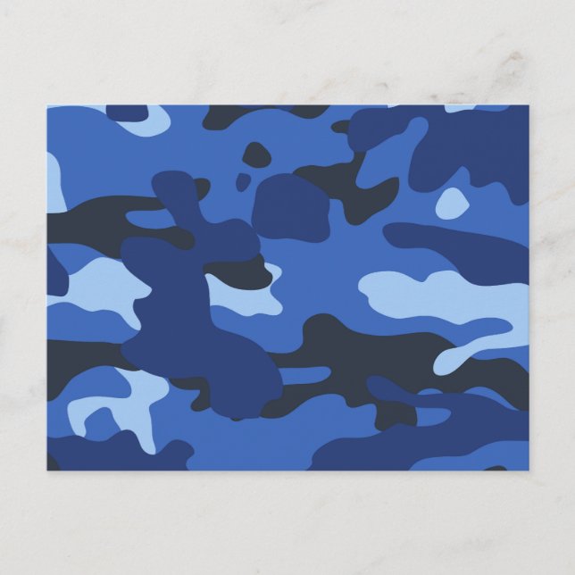 Camouflage Blue Camo Pattern Holiday Postcard (Front)