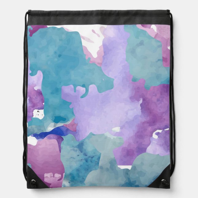 Camouflage Blue purple Drawstring Bag (Front)