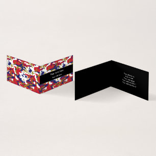Camouflage, Blue White Red Gold, Military, Army Business Card
