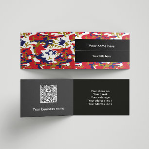 Camouflage, Blue White Red Gold, Military, Army Business Card
