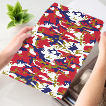 Camouflage, Blue White Red Gold, Military, Army
