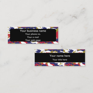 Camouflage, Blue White Red Gold, Military, Army Mini Business Card