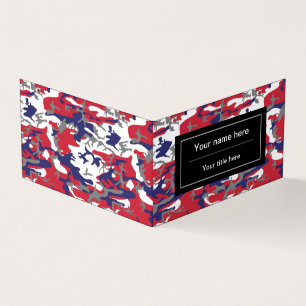 Camouflage, Blue White Red Gray, Military, Army Business Card