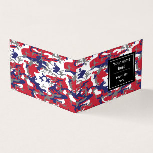 Camouflage, Blue White Red Gray, Military, Army Business Card