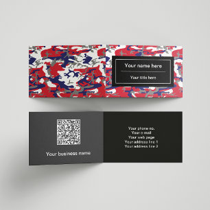 Camouflage, Blue White Red Gray, Military, Army Business Card