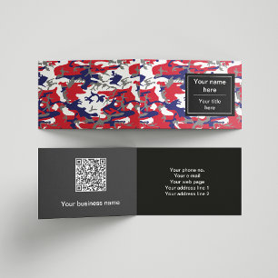 Camouflage, Blue White Red Gray, Military, Army Business Card
