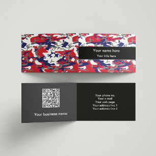 Camouflage, Blue White Red Gray, Military, Army Business Card