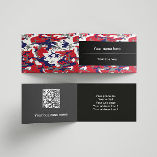 Camouflage, Blue White Red Gray, Military, Army Business Card
