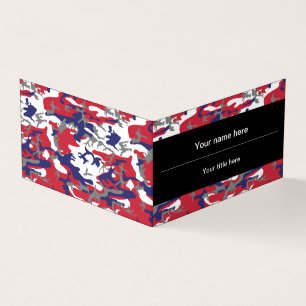 Camouflage, Blue White Red Gray, Military, Army Business Card