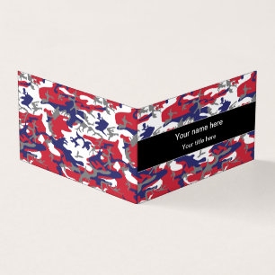 Camouflage, Blue White Red Gray, Military, Army Business Card