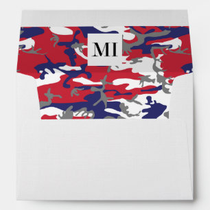 Camouflage, Blue White Red Gray, Military, Army Envelope