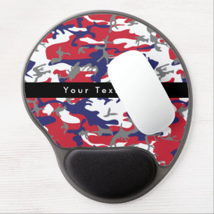 Camouflage, Blue White Red Gray, Military, Army Gel Mouse Pad