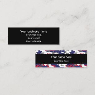 Camouflage, Blue White Red Gray, Military, Army Mini Business Card